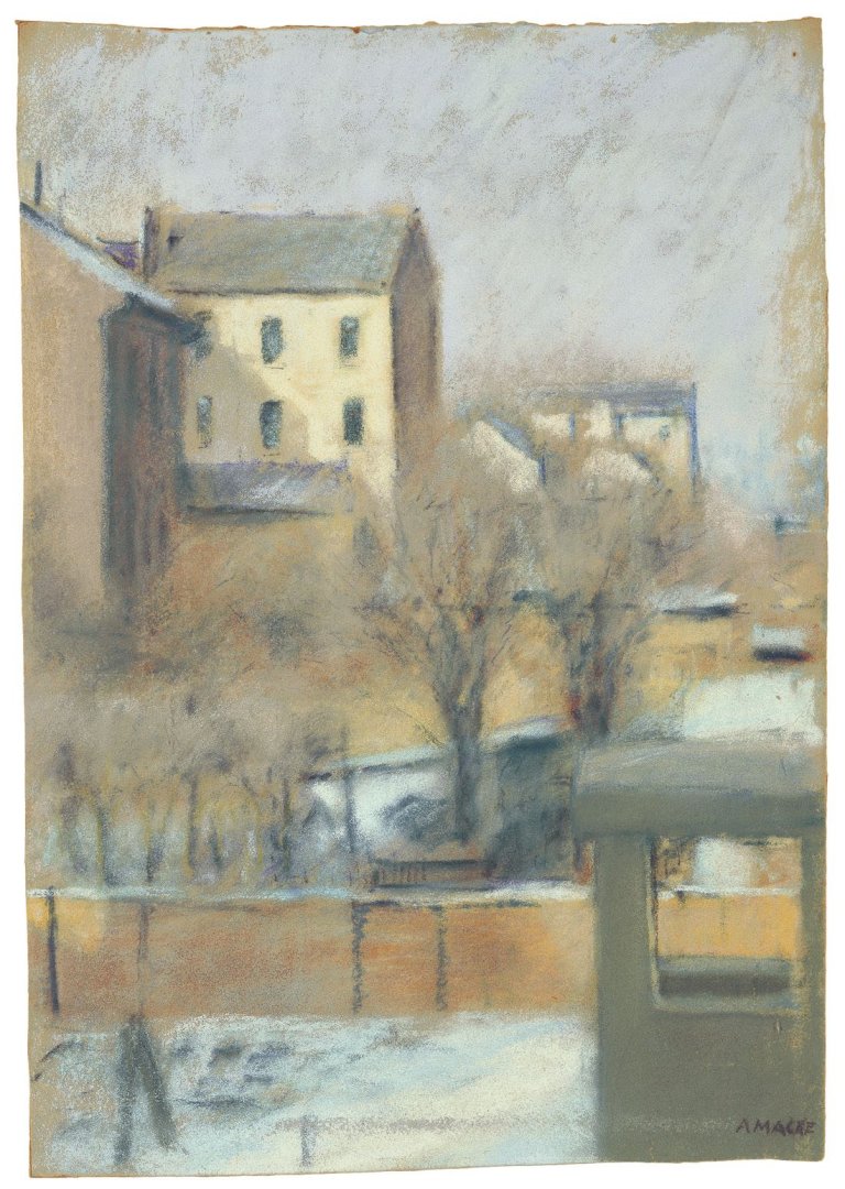 Auf diesem Bild ist das folgende Kunstwerk zu sehen: August Macke. „Blick aus dem Hause Bornheimer Straße “. 1907.