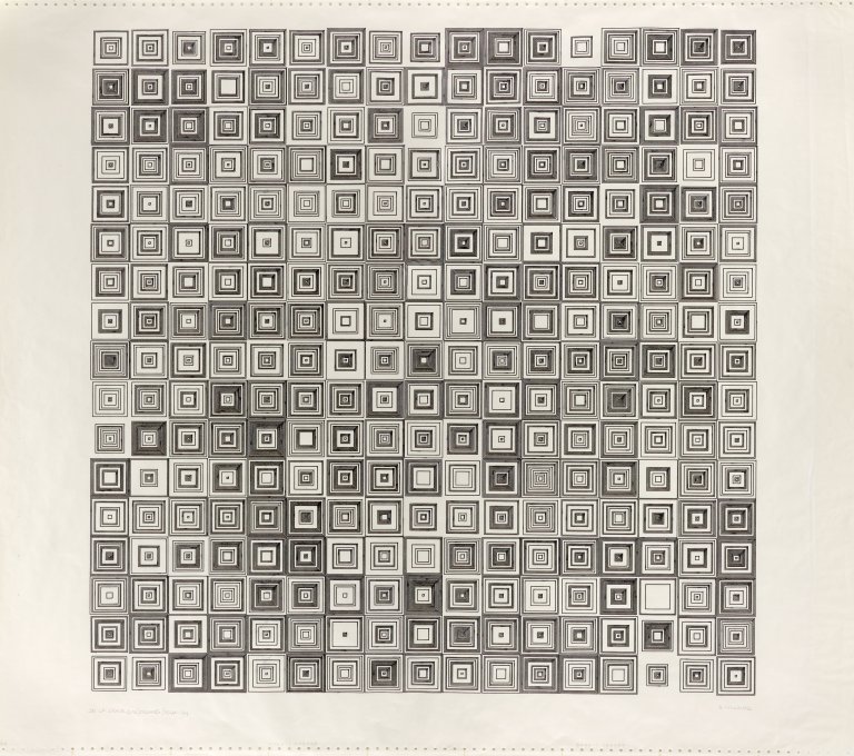 Auf diesem Bild ist das folgende Kunstwerk zu sehen: Vera Molnár. „DE LA SÉRIE (DES) ORDRES“. 1971-74.