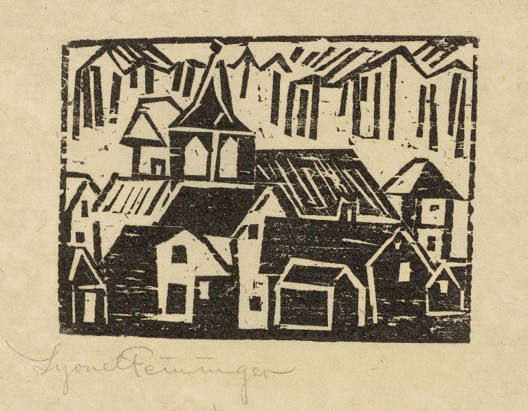 Auf diesem Bild ist das folgende Kunstwerk zu sehen: Lyonel Feininger. „Kirche und Dorf“. 1918.