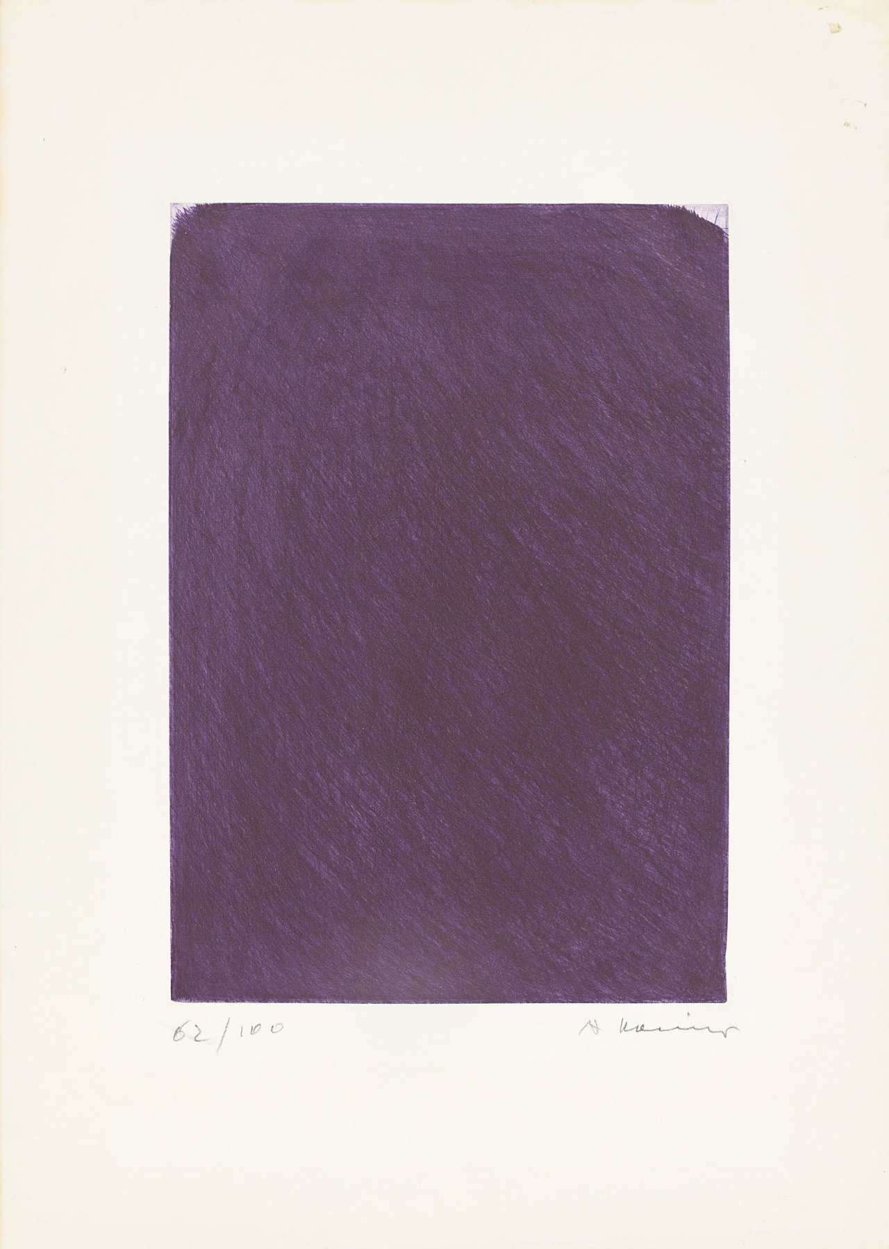 Auf diesem Bild ist das folgende Kunstwerk zu sehen: Arnulf Rainer. „Violette Zudeckung“. 1971.