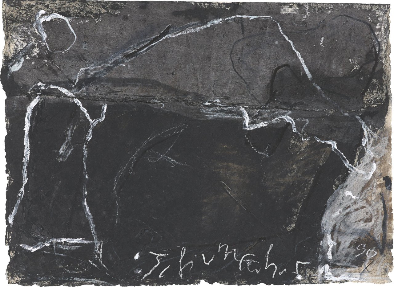 Auf diesem Bild ist das folgende Kunstwerk zu sehen: Emil Schumacher. GE-10/1990. 1990.