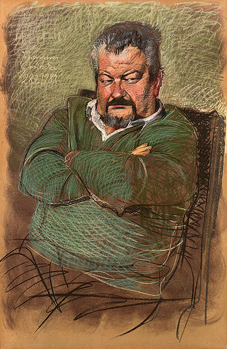 Auf diesem Bild ist das folgende Kunstwerk zu sehen: Johannes Grützke. Männerporträt. 1981.