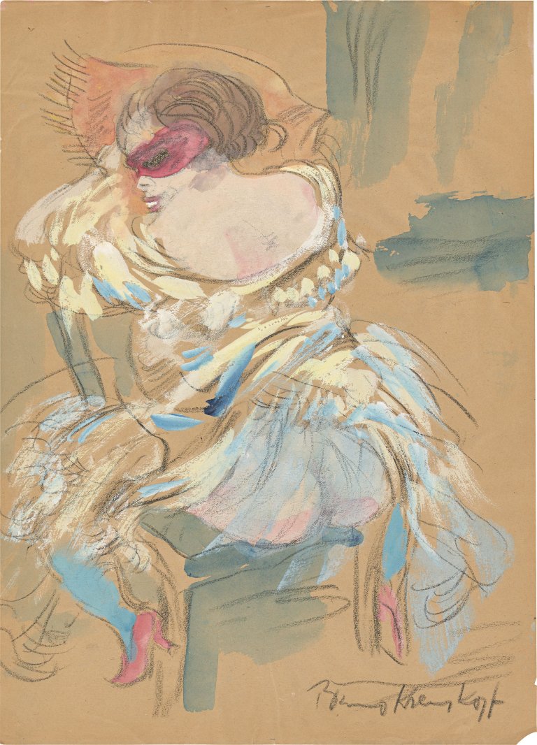 Auf diesem Bild ist das folgende Kunstwerk zu sehen: Bruno Krauskopf. Rückenansicht einer Kokotte.