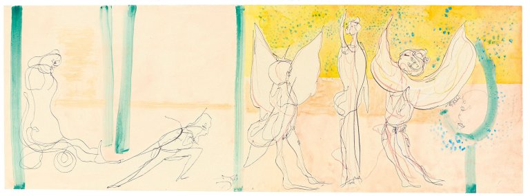 Auf diesem Bild ist das folgende Kunstwerk zu sehen: Gerhard Altenbourg. „Zug und Bewunderung“. 1971.