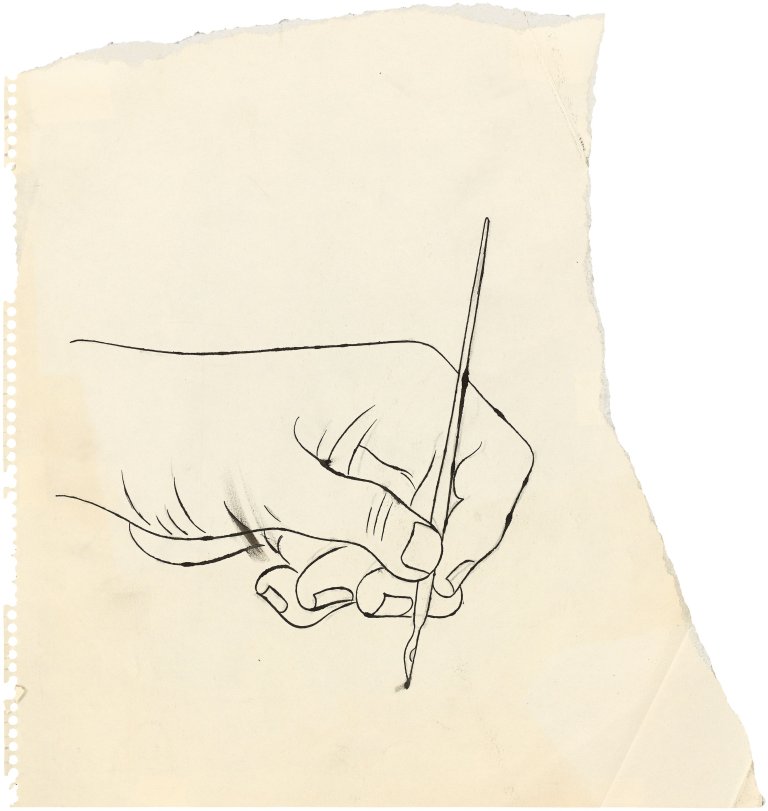 This picture shows the following artwork: Andy Warhol. „Hand with Ink Pen“. Circa 1953.
