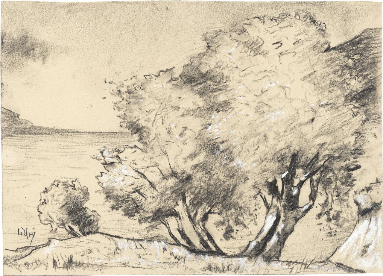 Auf diesem Bild ist das folgende Kunstwerk zu sehen: Lesser Ury. „Frühling am Gardasee“. 1890er-Jahre.
