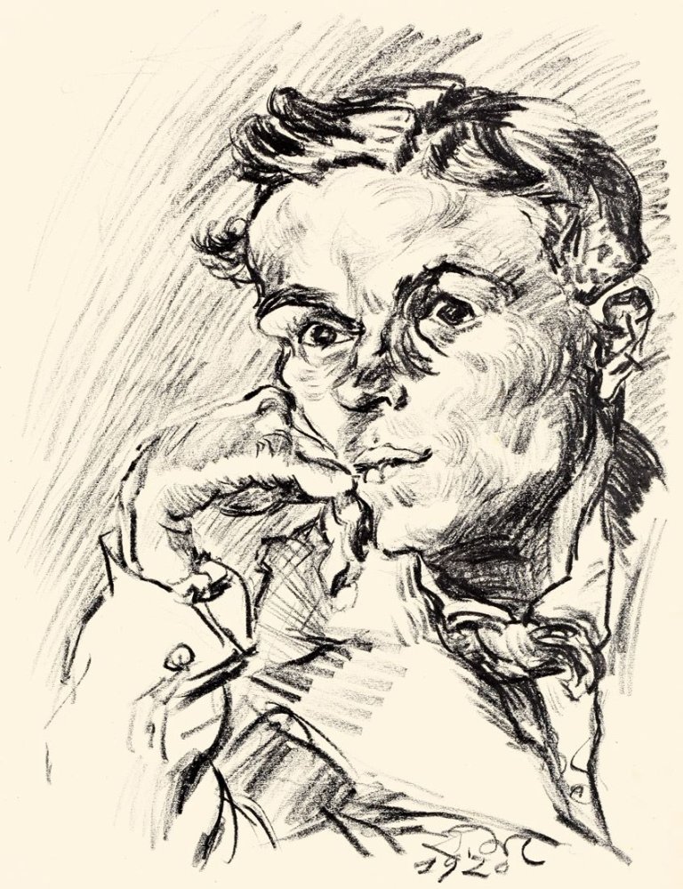 Auf diesem Bild ist das folgende Kunstwerk zu sehen: Ludwig Meidner. Porträt eines jungen Mannes. 1920.