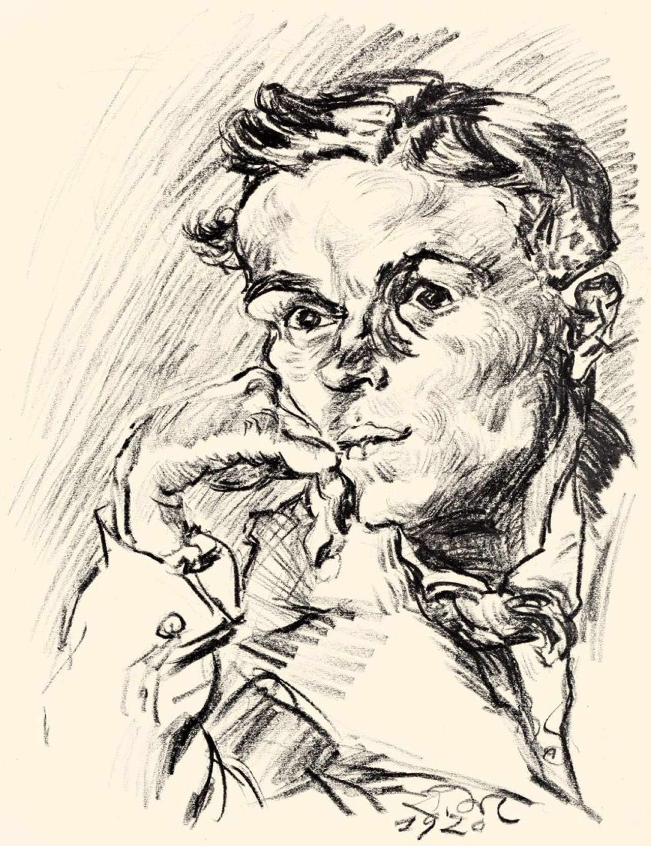 Auf diesem Bild ist das folgende Kunstwerk zu sehen: Ludwig Meidner. Porträt eines jungen Mannes. 1920.