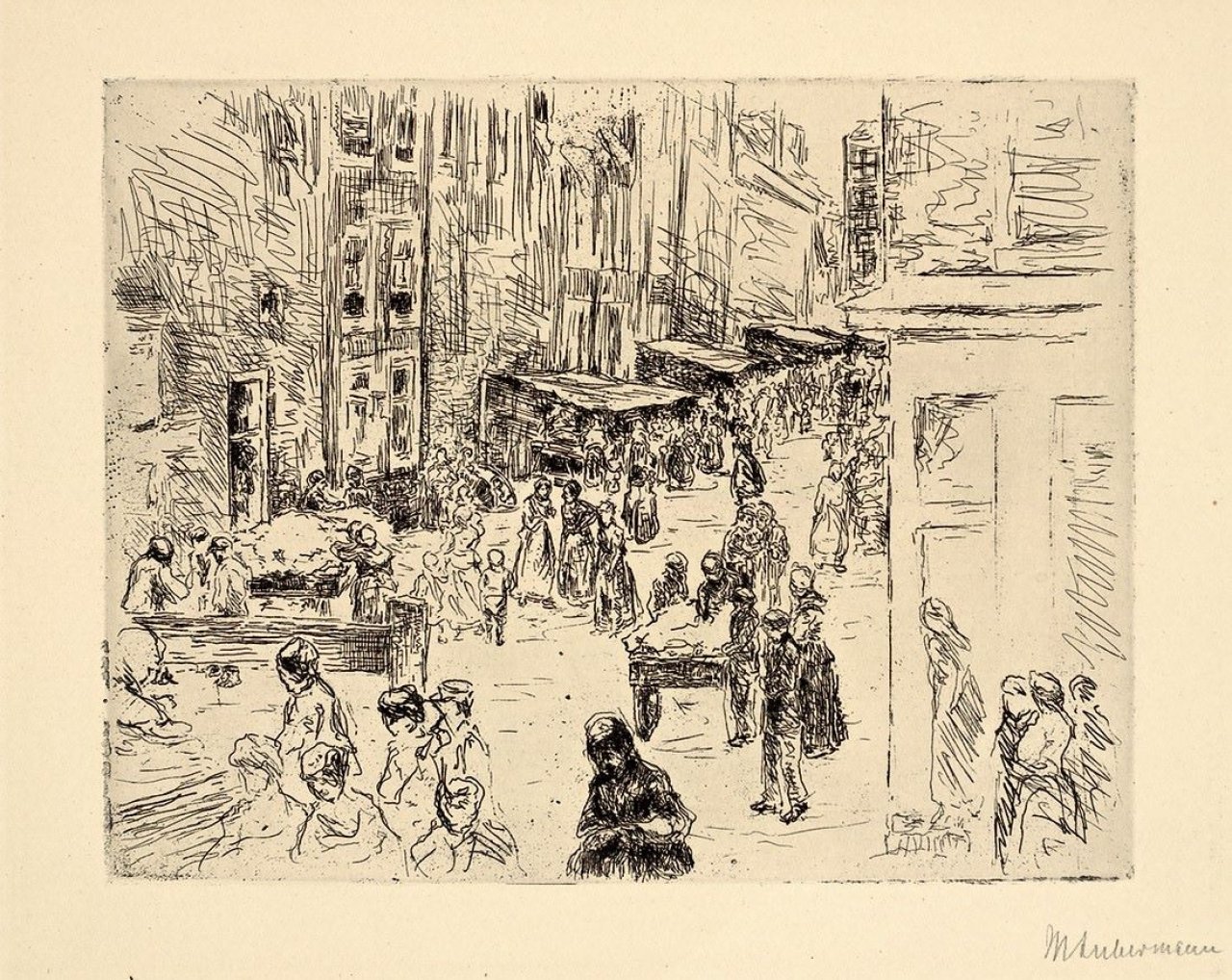 This picture shows the following artwork: Max Liebermann. „Die Judenstrasse in Amsterdam“. 1906.