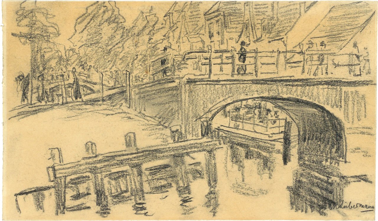 This picture shows the following artwork: Max Liebermann. ”Über dem Kanal – Brücken in einer holländischen Stadt”. Circa 1908.