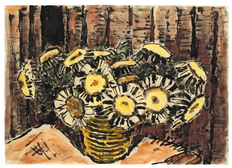 Auf diesem Bild ist das folgende Kunstwerk zu sehen: Karl Schmidt-Rottluff. „Wetterdisteln“. 1967.