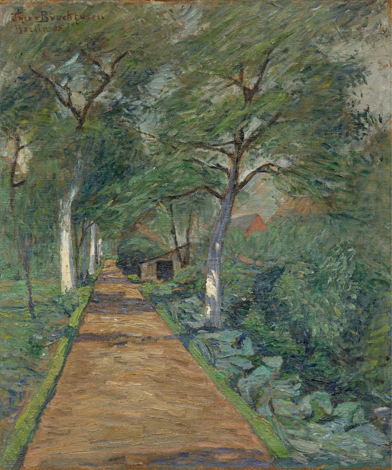 Auf diesem Bild ist das folgende Kunstwerk zu sehen: Theo von Brockhusen. Landschaft mit Weg. 1905.
