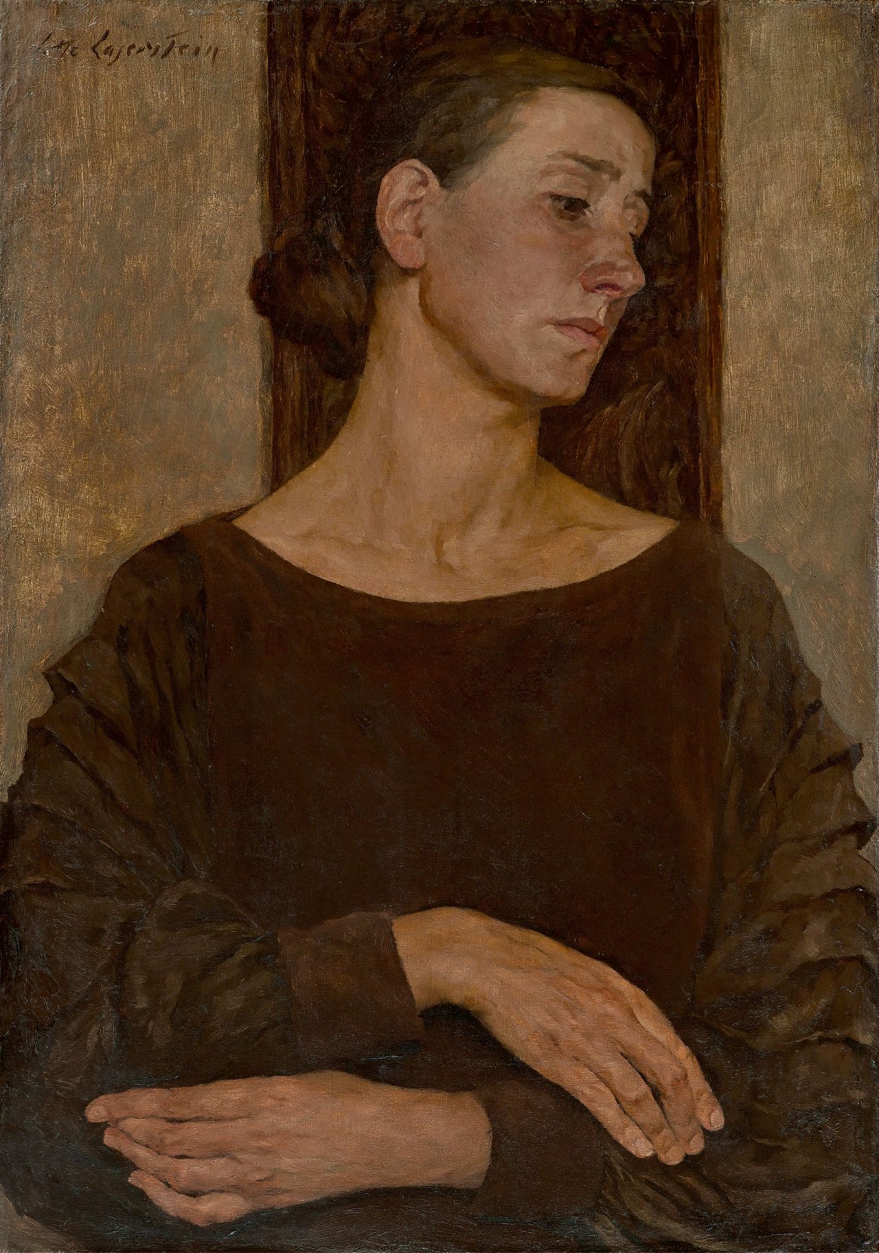 Auf diesem Bild ist das folgende Kunstwerk zu sehen: Lotte Laserstein. „In Andacht“. 1925.