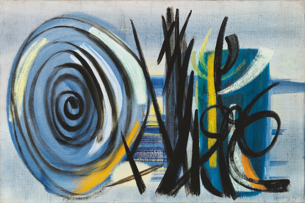Auf diesem Bild ist das folgende Kunstwerk zu sehen: Hans Hartung. „T1948-41“. 1948.