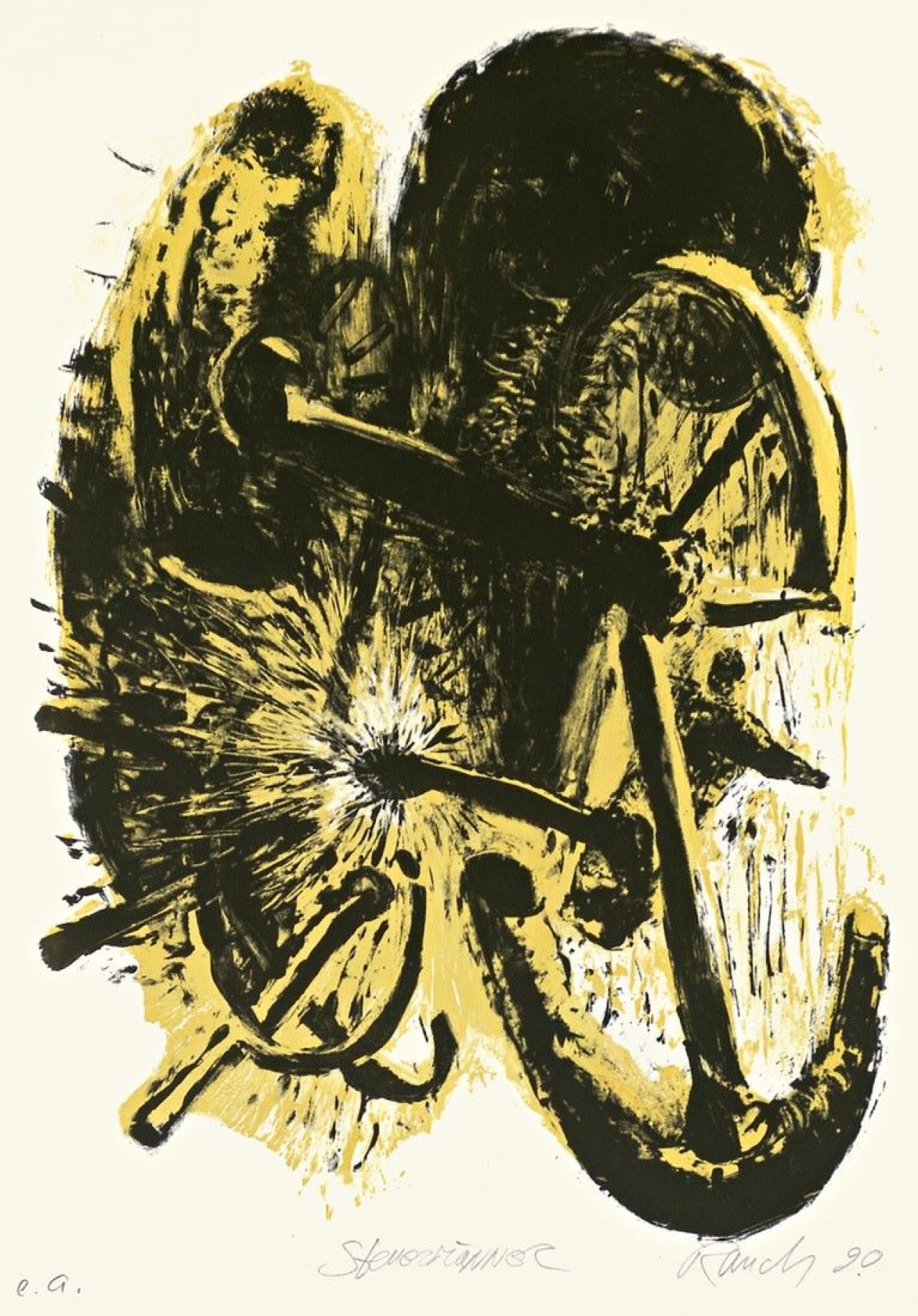 Auf diesem Bild ist das folgende Kunstwerk zu sehen: Neo Rauch. „Steuermänner“. 1990.