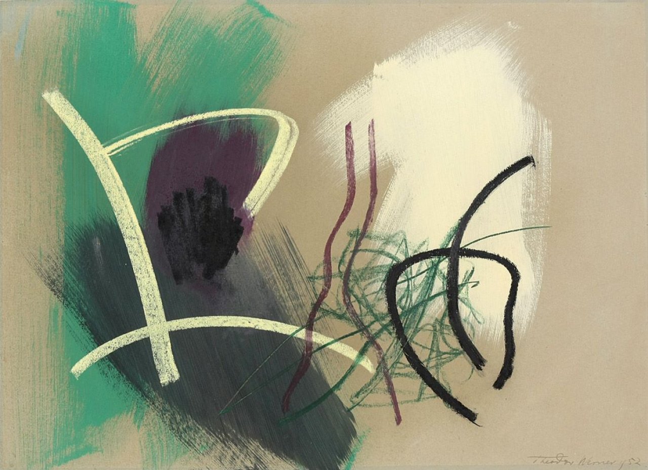 This picture shows the following artwork: Theodor Werner. Komposition (Im Gewitter). 1952.
