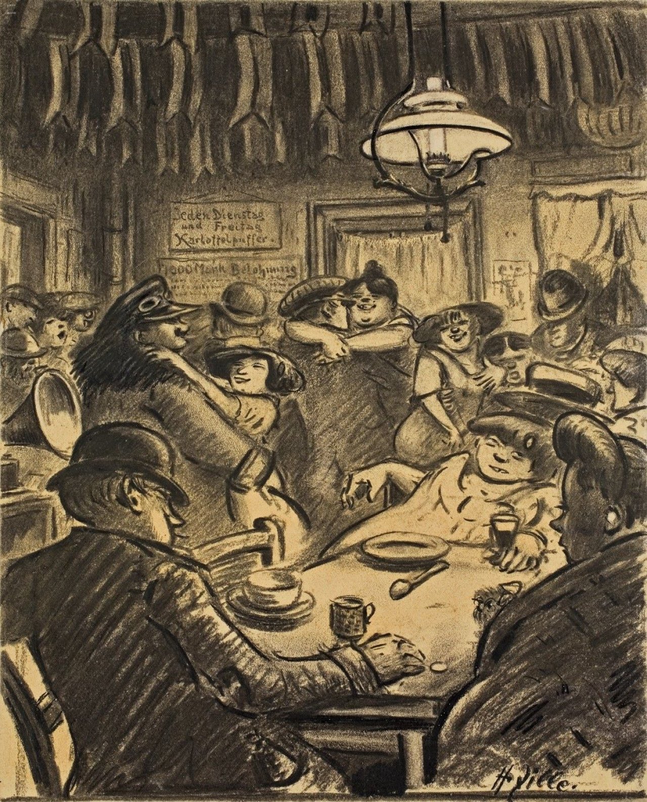Auf diesem Bild ist das folgende Kunstwerk zu sehen: Heinrich Zille. In der Kaschemme. Um 1910.