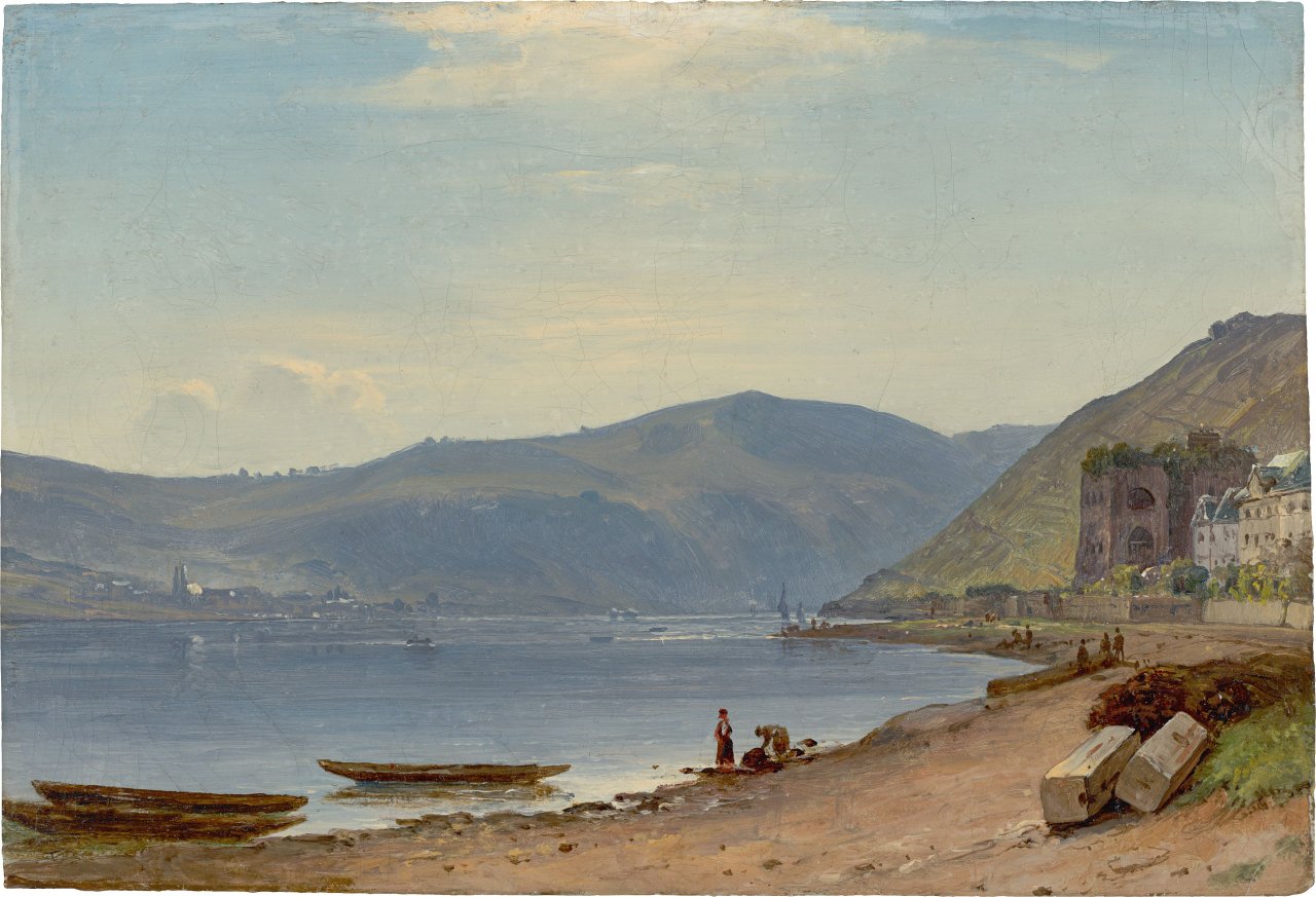 Auf diesem Bild ist das folgende Kunstwerk zu sehen: Carl Morgenstern. „Blick auf das Binger Loch bei Rüdesheim“.