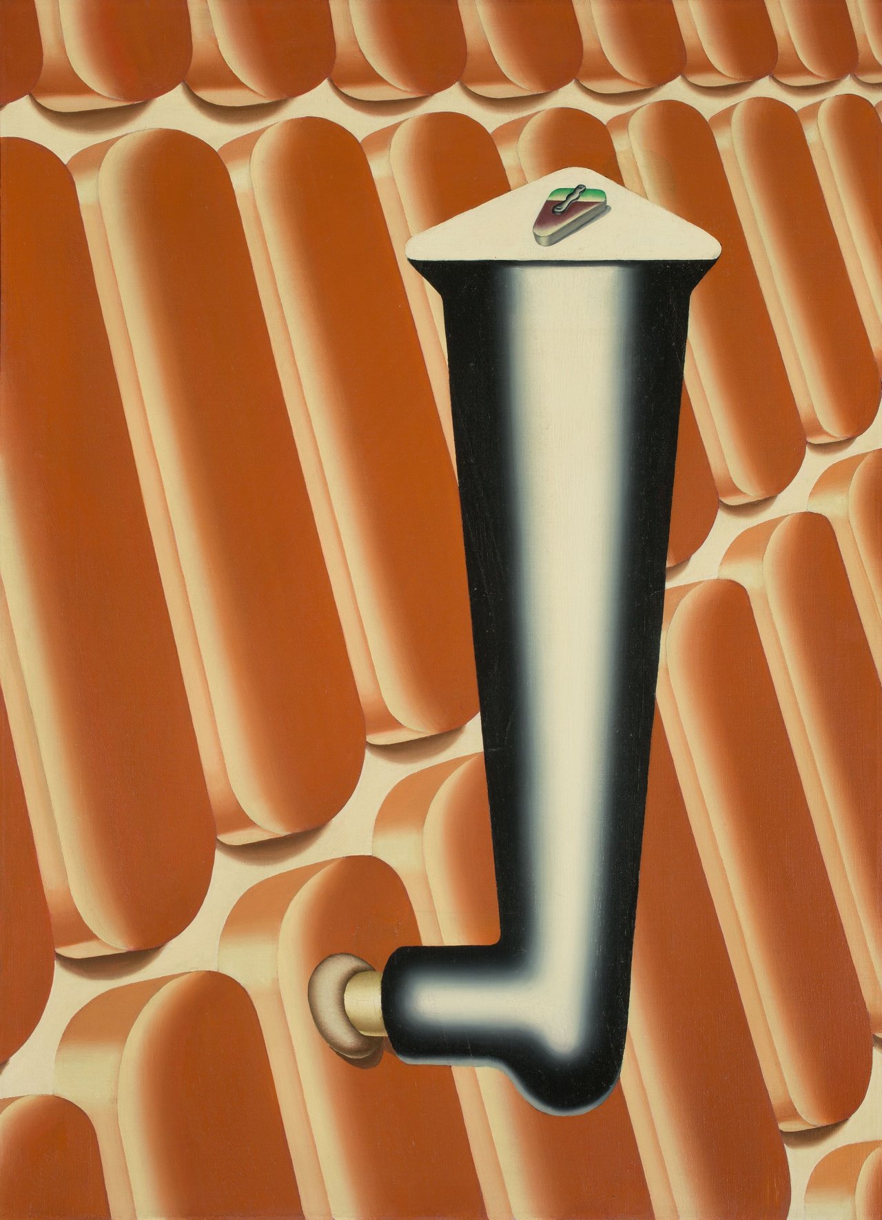 Auf diesem Bild ist das folgende Kunstwerk zu sehen: Konrad Klapheck. „Vergebliches Warten“. 1966.