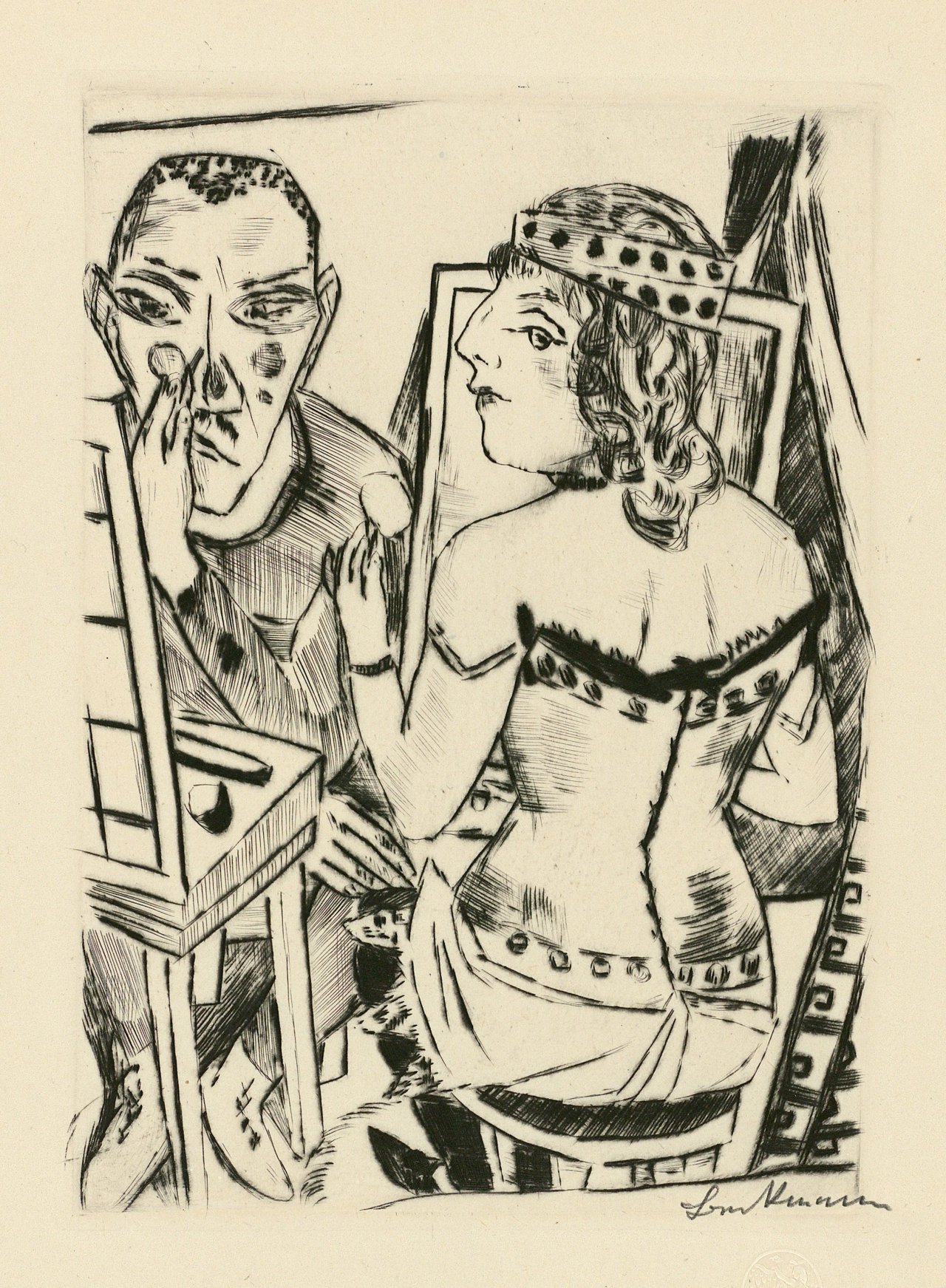 Auf diesem Bild ist das folgende Kunstwerk zu sehen: Max Beckmann. „Garderobe“. 1921.