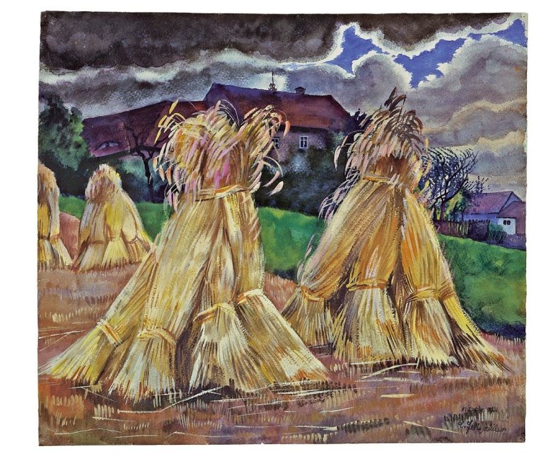 Auf diesem Bild ist das folgende Kunstwerk zu sehen: Conrad Felixmüller. „Drohendes Unwetter (Klotzsche)“. 1930.