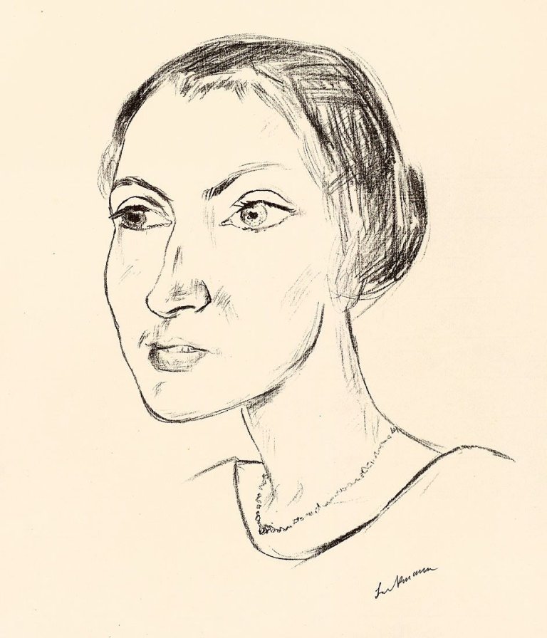 Auf diesem Bild ist das folgende Kunstwerk zu sehen: Max Beckmann. „Frauenkopf mit Halskette (Frau Parcus)“. 1921.