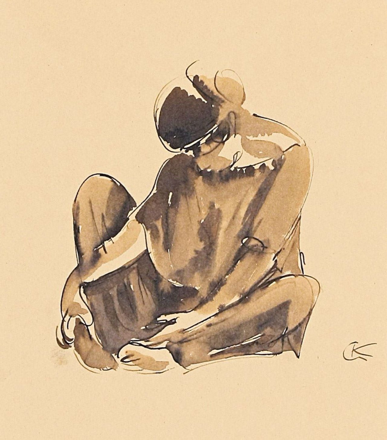 Auf diesem Bild ist das folgende Kunstwerk zu sehen: Georg Kolbe. Sitzende Tänzerin. 1916.