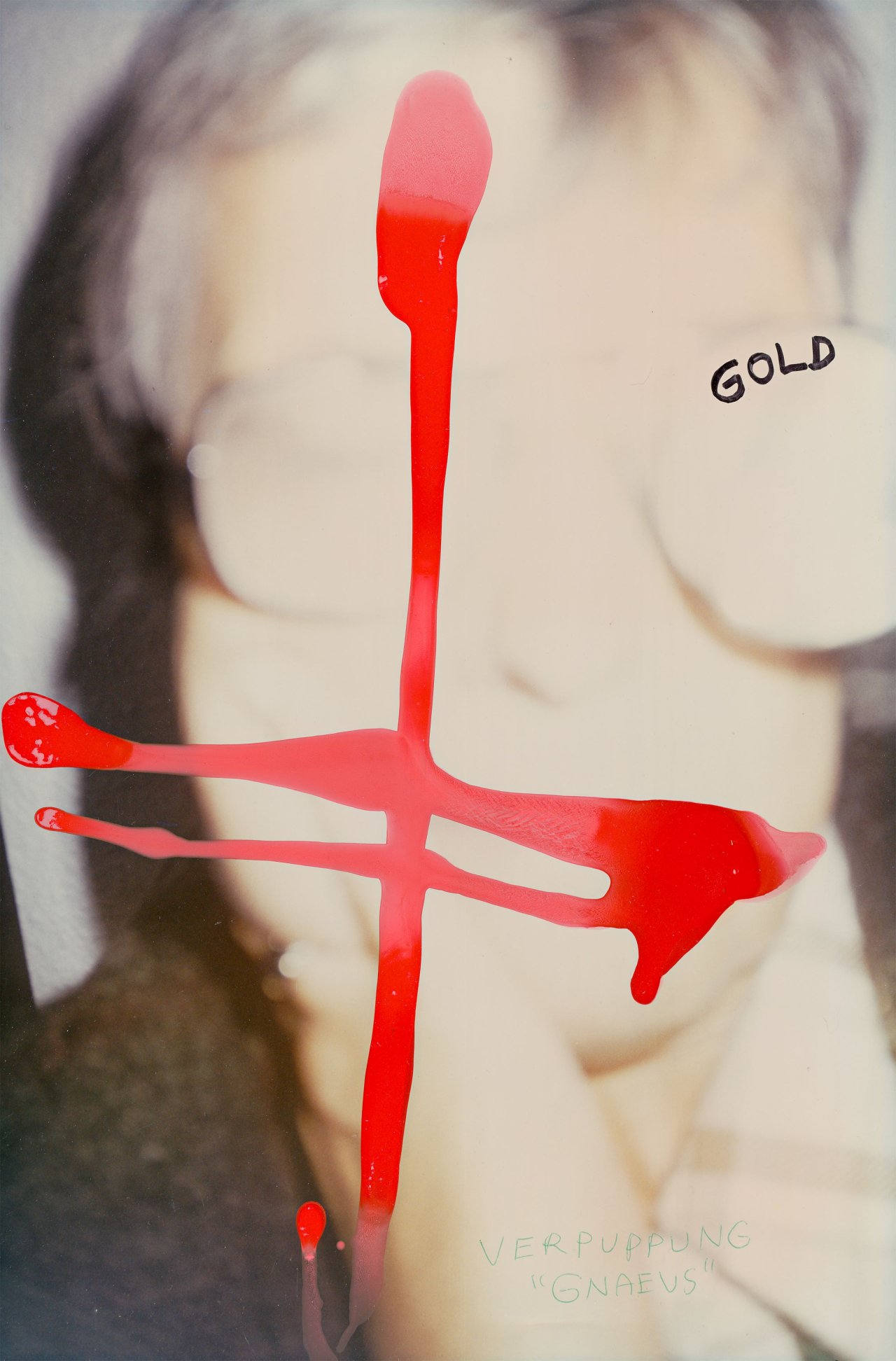 Auf diesem Bild ist das folgende Kunstwerk zu sehen: Jonathan Meese. „Die Goldzofe“. 2000.