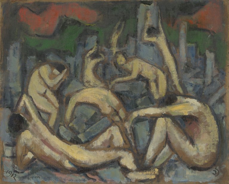 Auf diesem Bild ist das folgende Kunstwerk zu sehen: Jakob Steinhardt. „Trauernde“. 1912.