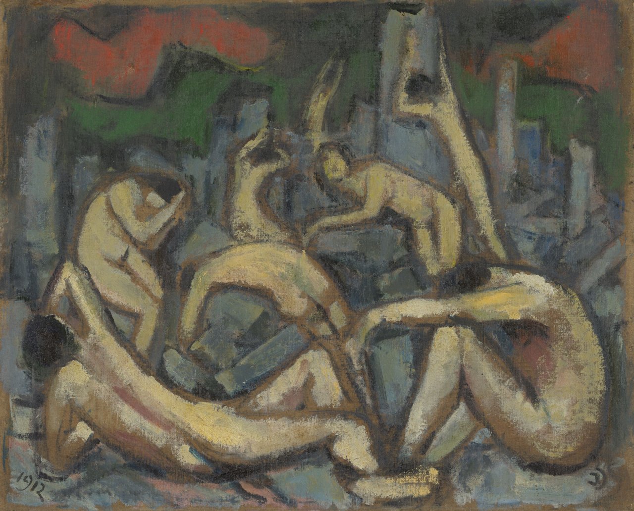 Auf diesem Bild ist das folgende Kunstwerk zu sehen: Jakob Steinhardt. „Trauernde“. 1912.