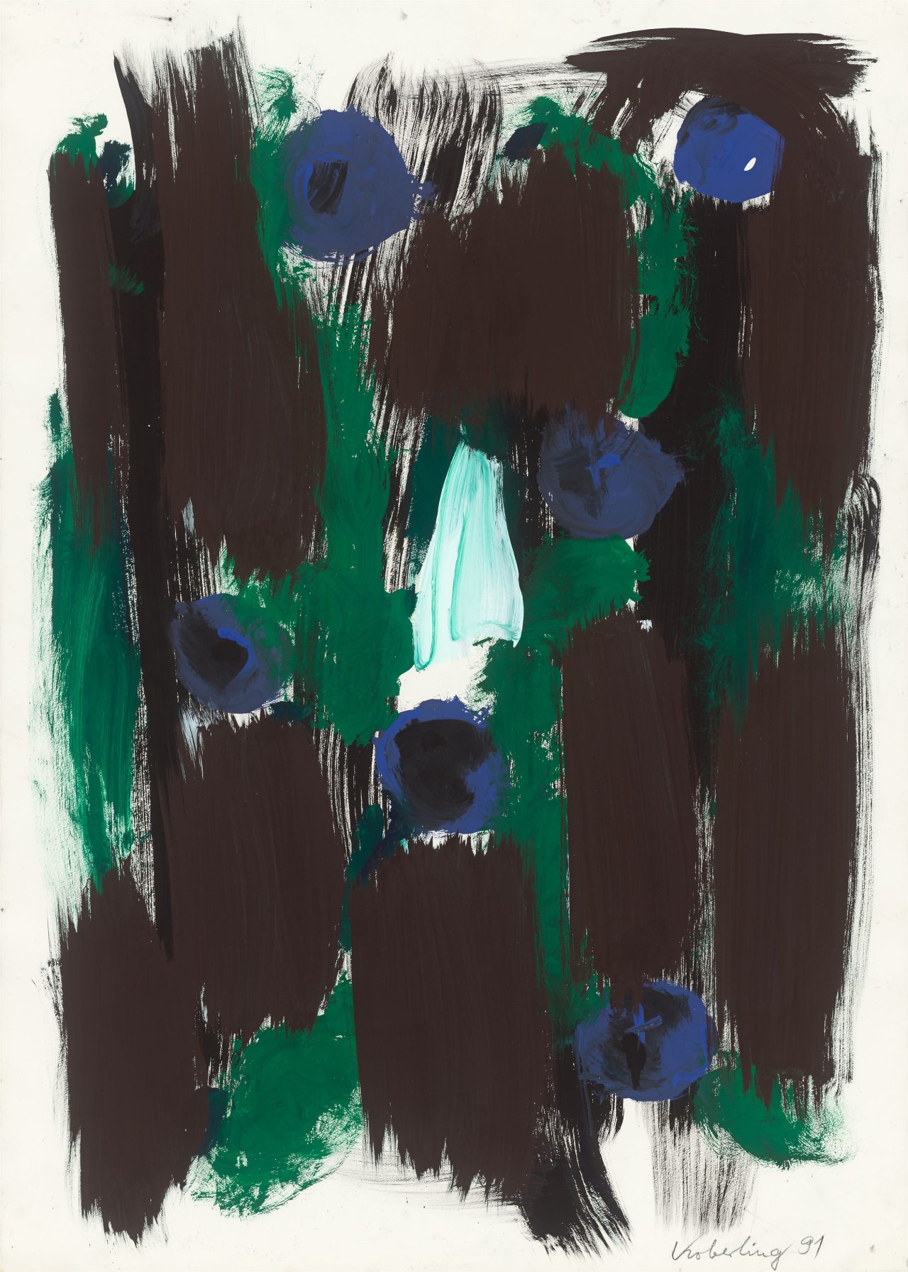 Auf diesem Bild ist das folgende Kunstwerk zu sehen: Bernd Koberling. „Blaubeeren – Schwarz“. 1991.