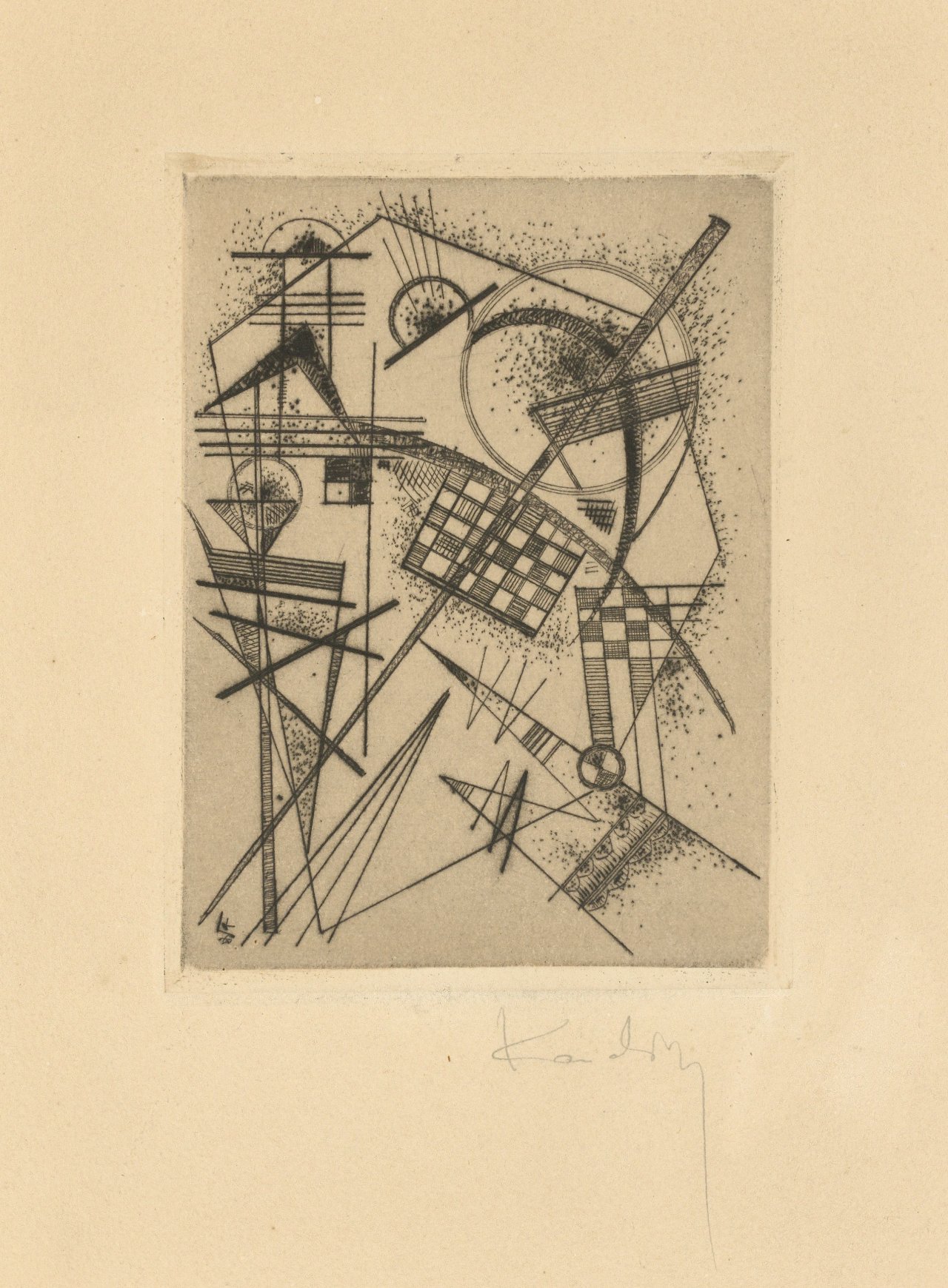 Auf diesem Bild ist das folgende Kunstwerk zu sehen: Wassily Kandinsky. „Für die deutsche Kunstgemeinschaft“. 1926.