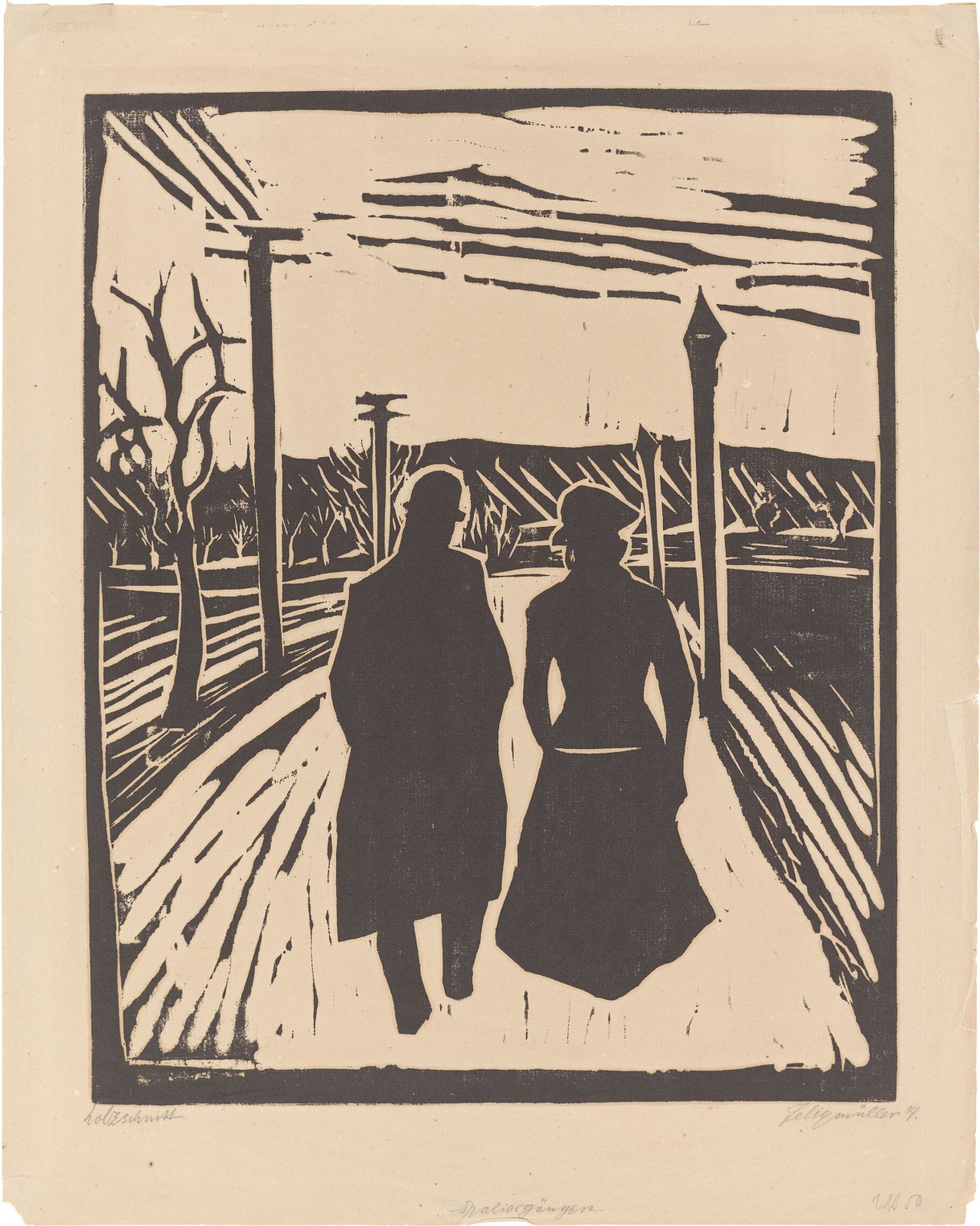 Auf diesem Bild ist das folgende Kunstwerk zu sehen: Conrad Felixmüller. „Spaziergänger“. 1914.