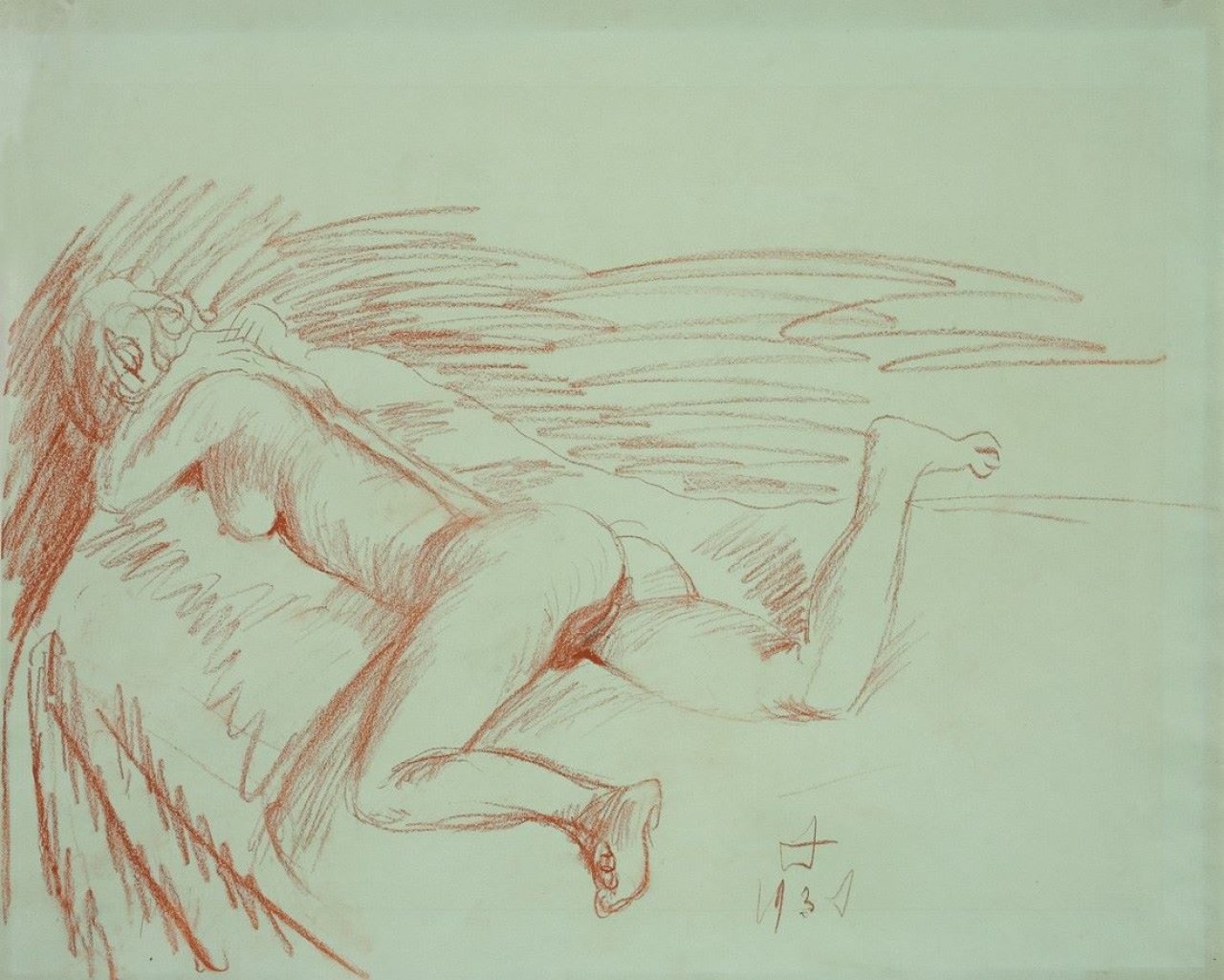 Auf diesem Bild ist das folgende Kunstwerk zu sehen: Otto Dix. „Akt auf Sofa“. 1931.