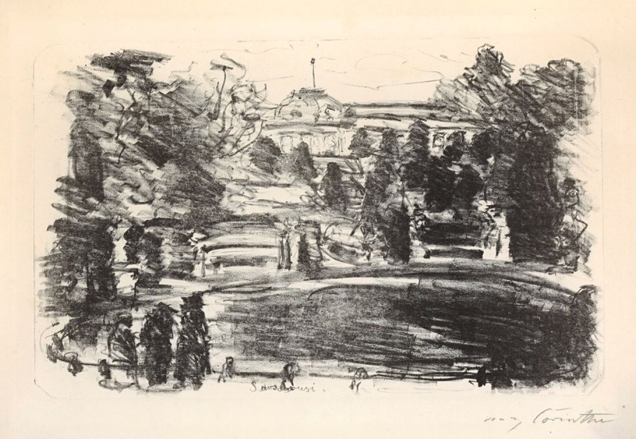 Auf diesem Bild ist das folgende Kunstwerk zu sehen: Lovis Corinth. „Sanssouci“. 1916.