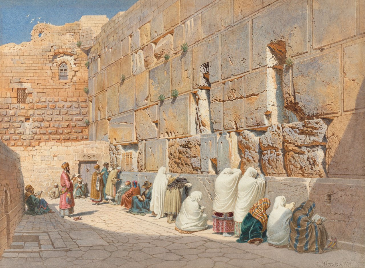 Auf diesem Bild ist das folgende Kunstwerk zu sehen: Carl Friedrich Heinrich Werner. Die Klagemauer in Jerusalem. 1879.