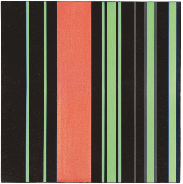 Auf diesem Bild ist das folgende Kunstwerk zu sehen: Günter Fruhtrunk. „ROT AUS SCHWARZ AUS GELB“. 1970.