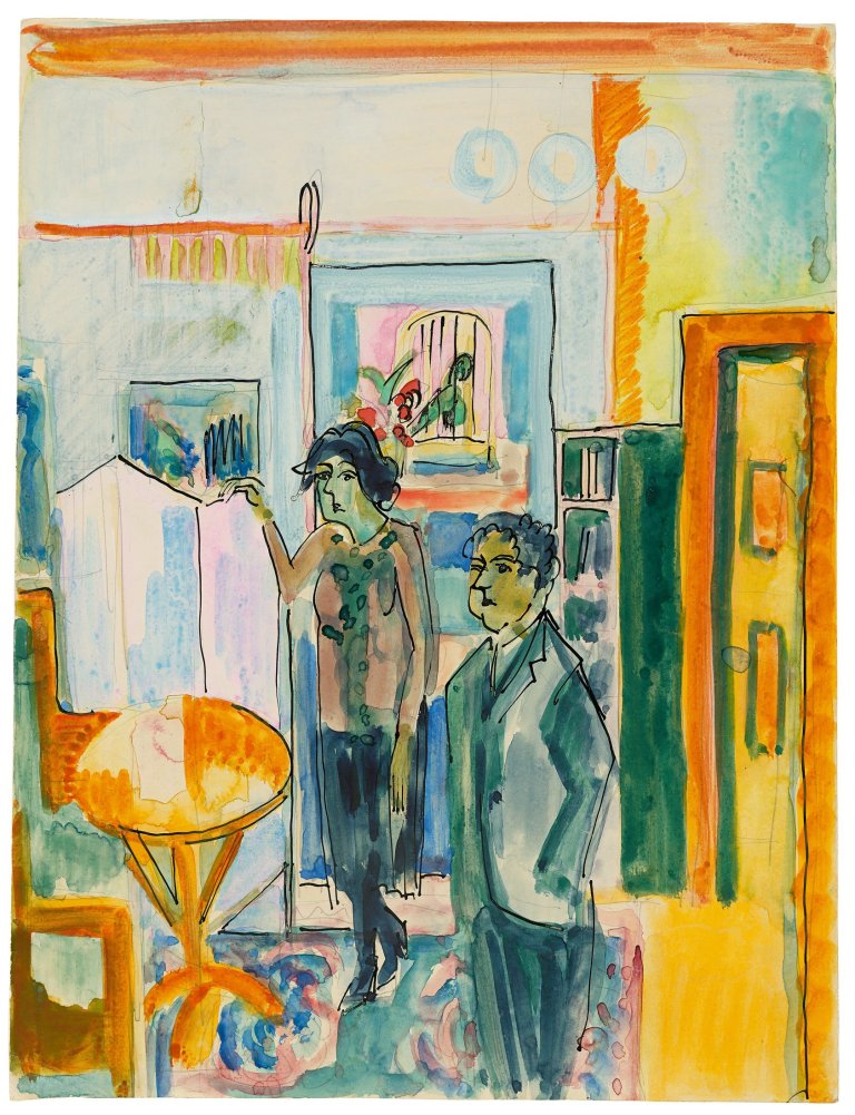 Auf diesem Bild ist das folgende Kunstwerk zu sehen: Ernst Ludwig Kirchner. „Paar im Zimmer“. Um 1929.