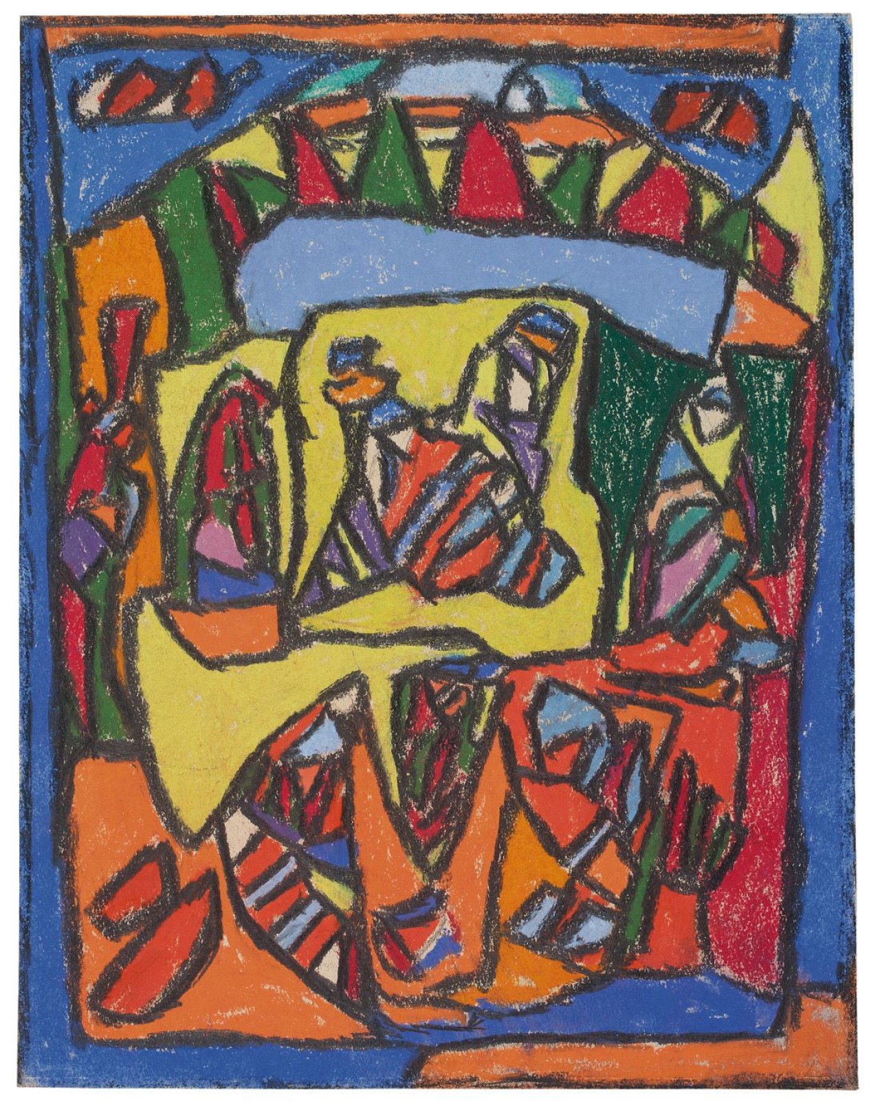 Auf diesem Bild ist das folgende Kunstwerk zu sehen: Adolf Hölzel. Kleinteilige Komposition. Um 1928.