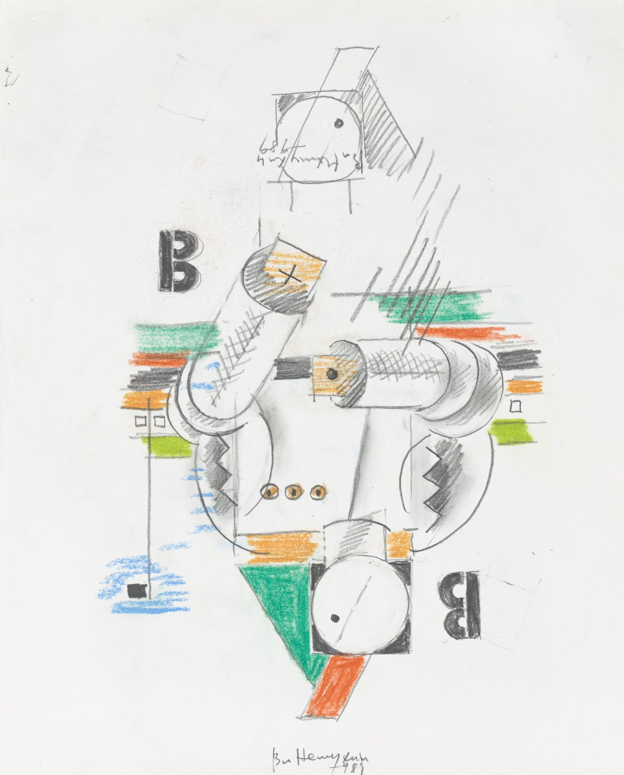 Auf diesem Bild ist das folgende Kunstwerk zu sehen: Vladimir Nemukhin. Ohne Titel (Valet B). 1989.