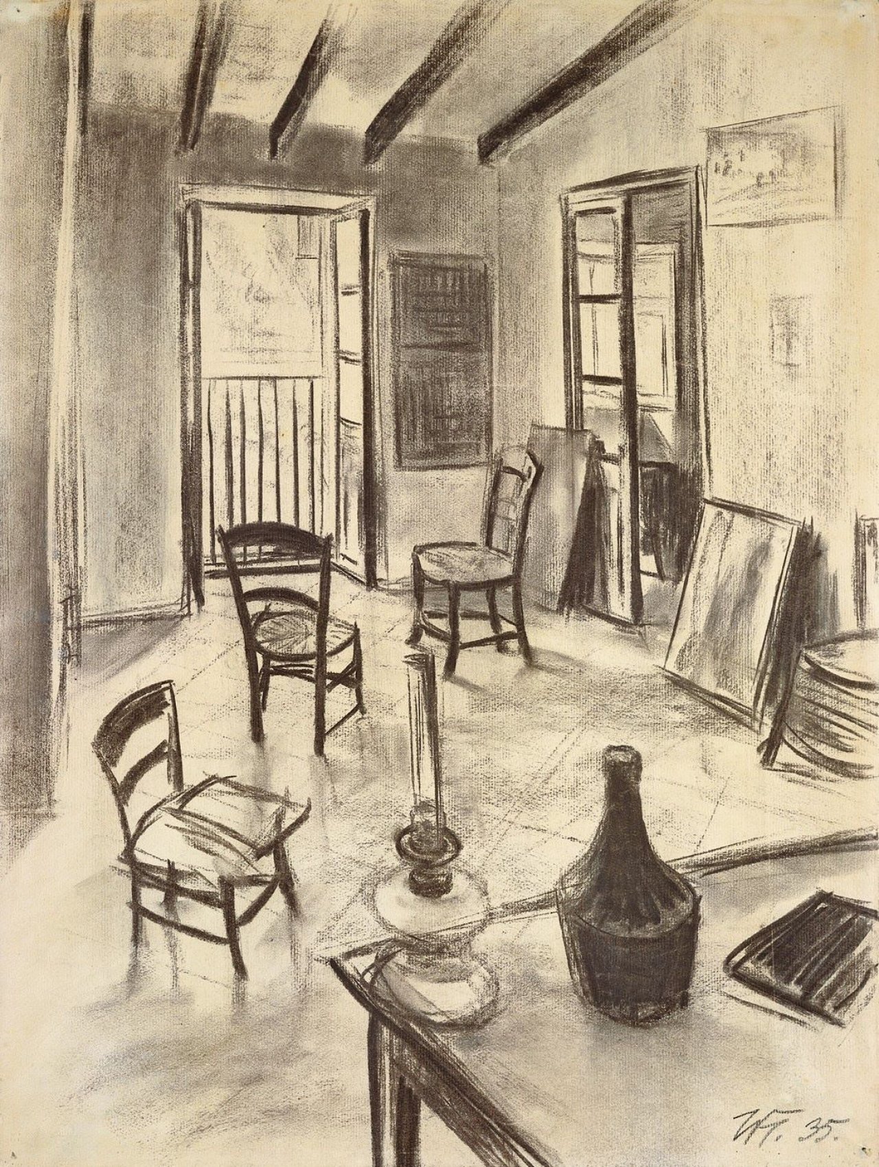 Auf diesem Bild ist das folgende Kunstwerk zu sehen: Werner Heldt. „Interieur in Mallorca“. 1935.