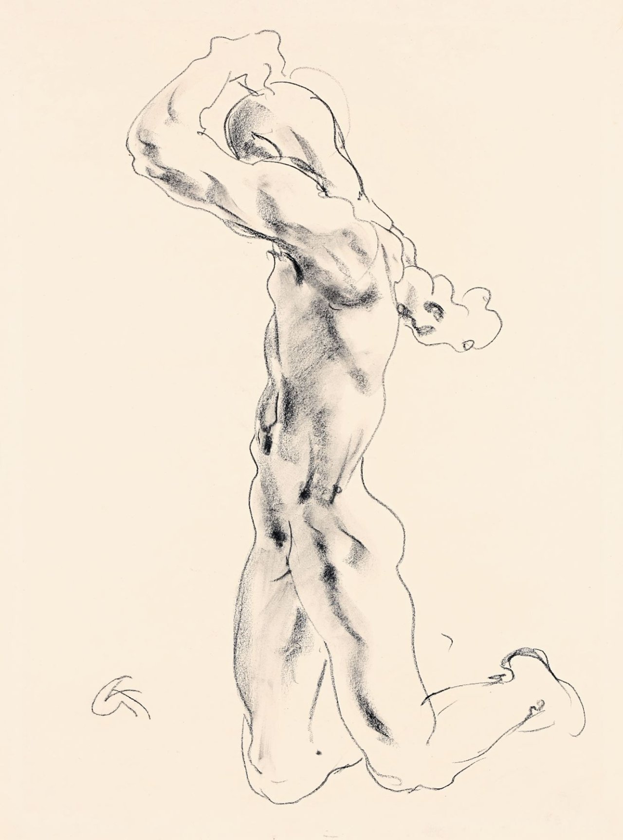 Auf diesem Bild ist das folgende Kunstwerk zu sehen: Georg Kolbe. Kniender männlicher Akt. Um 1925.