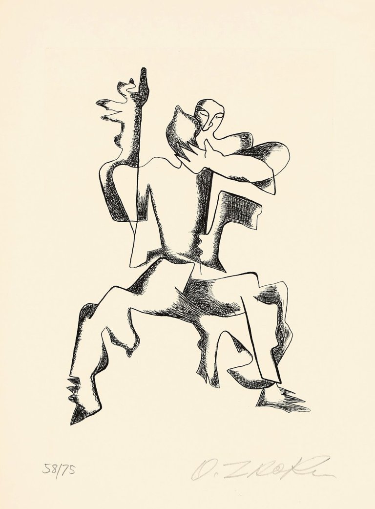 Auf diesem Bild ist das folgende Kunstwerk zu sehen: Ossip Zadkine. „Sept Calligrammes d'Apollinaire“. 1967.
