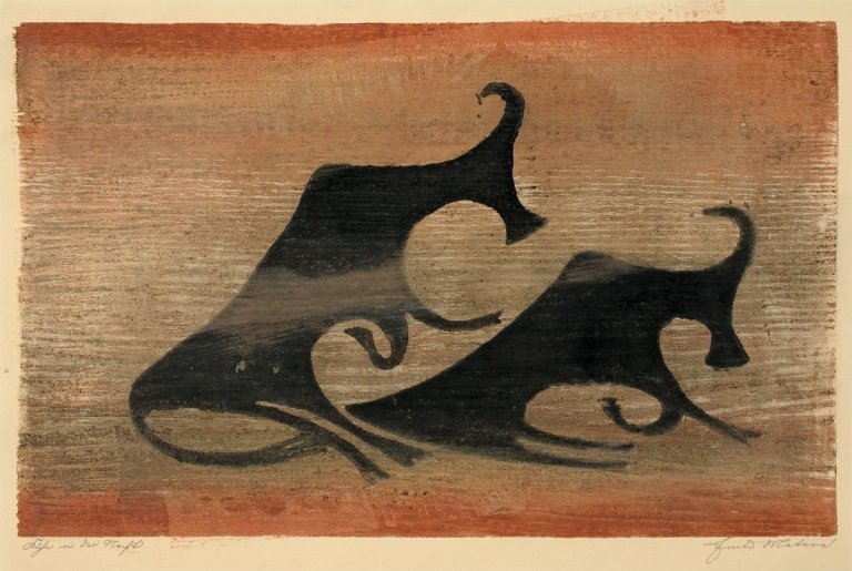 Auf diesem Bild ist das folgende Kunstwerk zu sehen: Ewald Mataré. „Zwei Kühe im Nebel“ („Kühe in der Nacht“). 1952?.