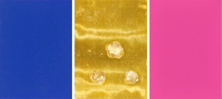 Auf diesem Bild ist das folgende Kunstwerk zu sehen: Yves Klein. „Monochrome und Feuer“. 1961.