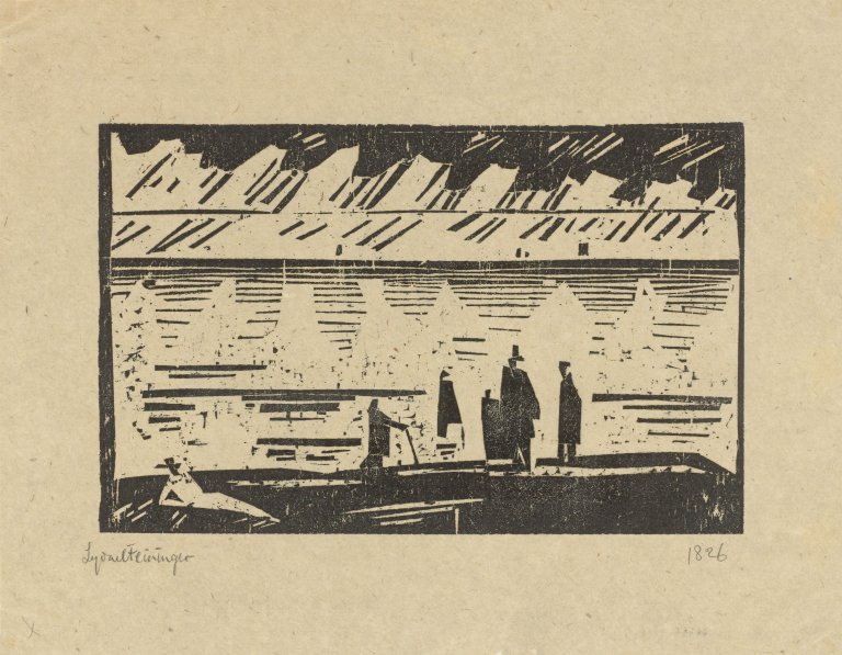 Auf diesem Bild ist das folgende Kunstwerk zu sehen: Lyonel Feininger. „Regentag am Strande“. 1918/21.