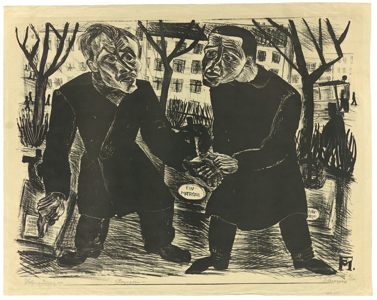 This picture shows the following artwork: Conrad Felixmüller. „Genossen (Ein Matrose gewesen)“. 1920.