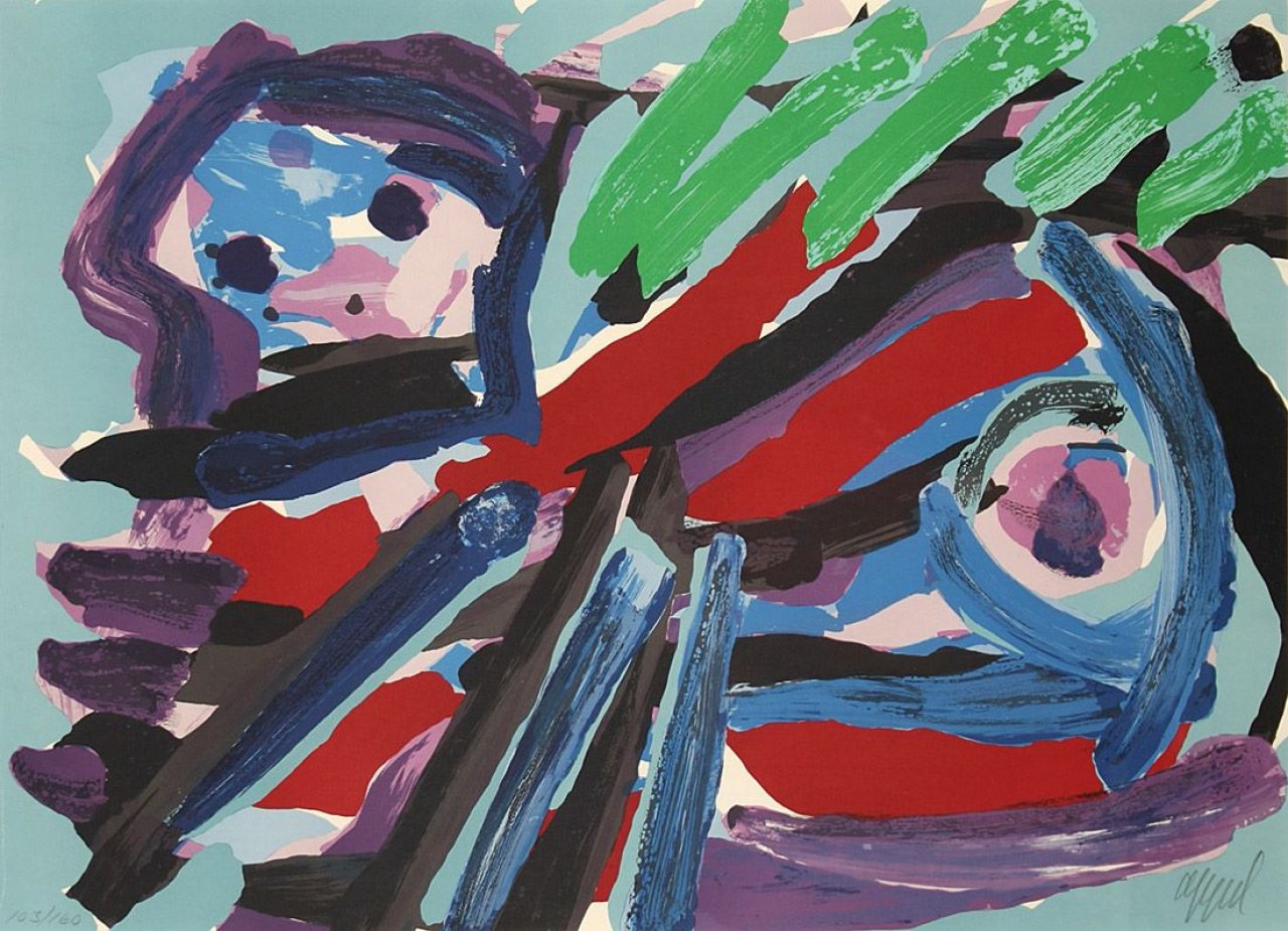 Auf diesem Bild ist das folgende Kunstwerk zu sehen: Karel Appel. Walking with my bird. 1979.