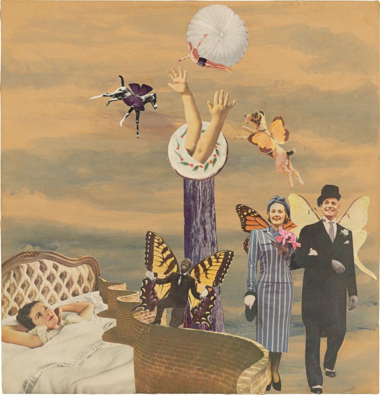 Auf diesem Bild ist das folgende Kunstwerk zu sehen: Herbert Behrens-Hangeler. Fliegende Traumwelt. Um 1950.