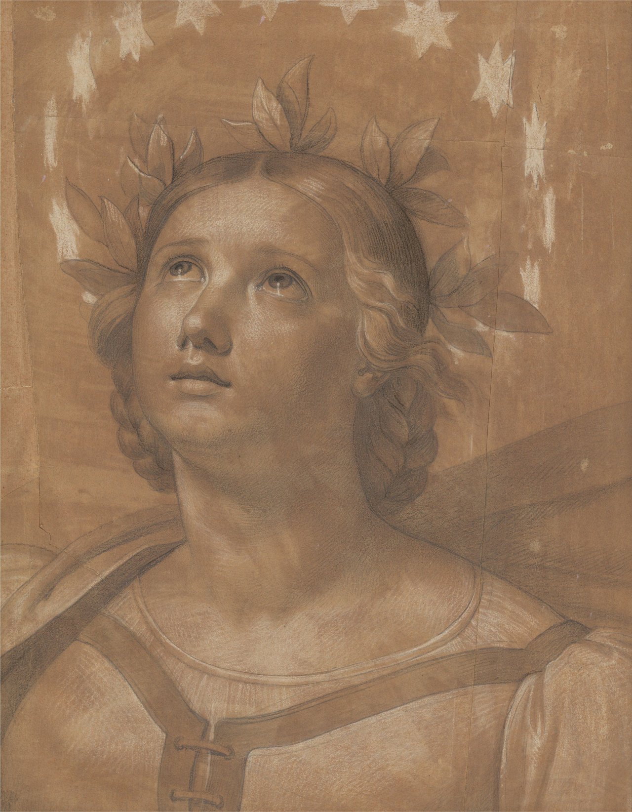 Auf diesem Bild ist das folgende Kunstwerk zu sehen: Carl Christian Vogel von Vogelstein. Allegorie der Poesie (Vorzeichnung zu einem Wandgemälde im Kuppelsaal des Neuen Palais Pillnitz). Wohl 1822.
